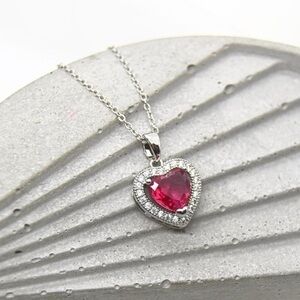 Pink Crystal Heart Necklace